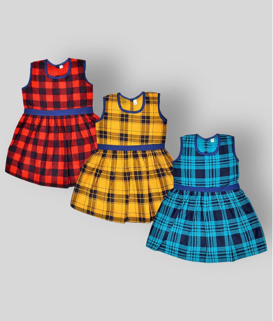 Sathiyas Red, Yellow and Blue Dress Pack of 3 - None