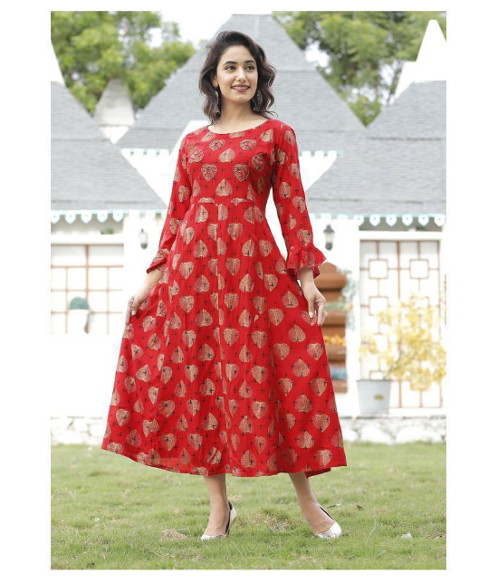 Doriya - Red Rayon Womens Flared Kurti - XXL