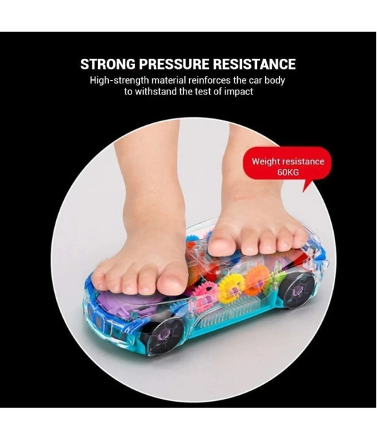 Racing Car Musical Toys 360 Degrees Rotating Transparent Concept Racing Car with Music & 3D Flashing Lights for Kids Toy for 2-5 Year Kids (Pack of 1)