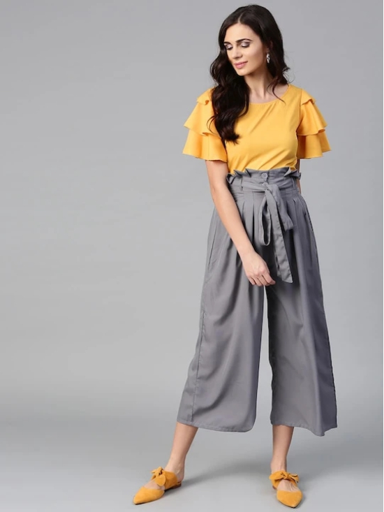 Round Neck Ruffled Top & Trousers