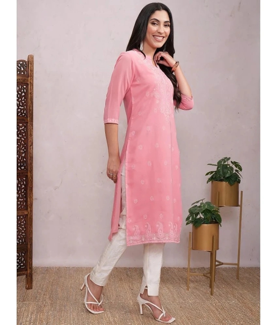 Ketch Polyester Self Design Straight Womens Kurti - Pink ( Pack of 1 ) - None