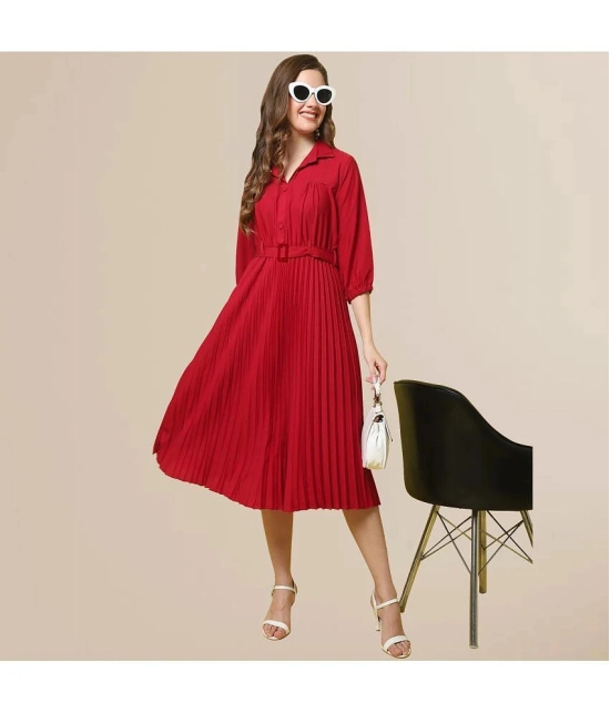 Fabflee - Red Polyester Womens Shift Dress ( Pack of 1 ) - None