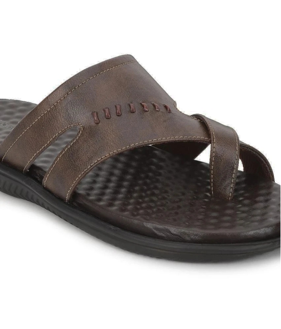 UrbanMark Men Comfortable Faux Leather Thong Sandals - Brown - None