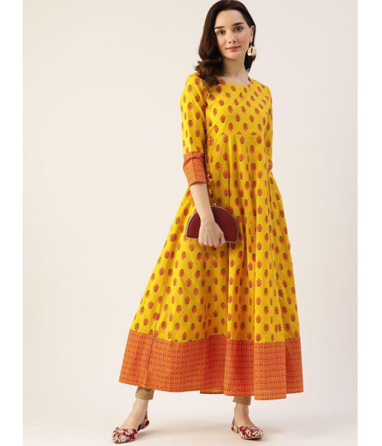 Kbz - Yellow Cotton Women's Anarkali Kurti ( Pack of 1 ) - None