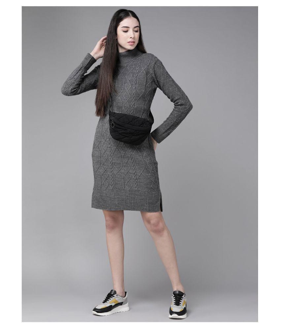 The Dry State Woollen Grey Bodycon Dress - Single - XL