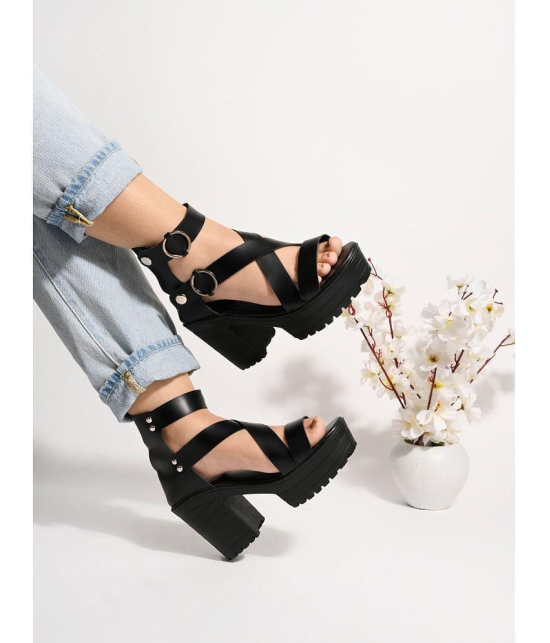 Shoetopia - Black Women''s Sandal Heels - None