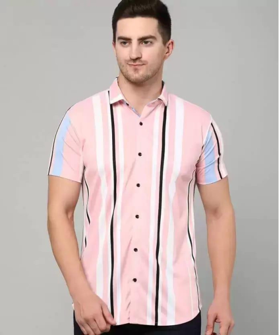 Men Regular Fit Striped Spread Collar Casual Shirt