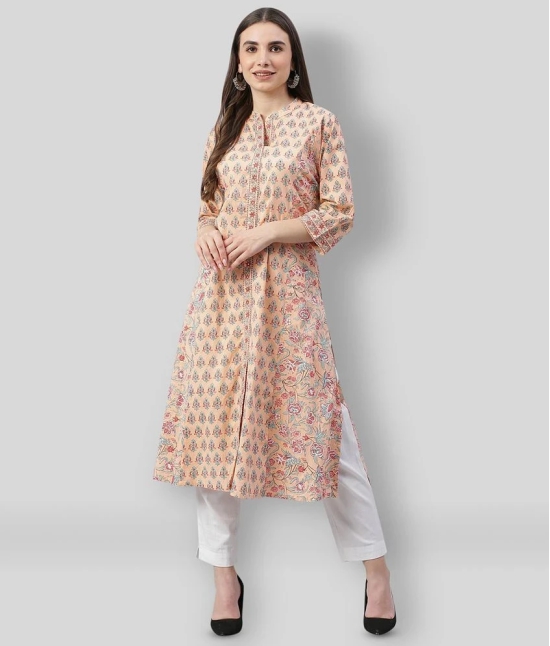 Divena - Multicolor Cotton Womens Front Slit Kurti - L