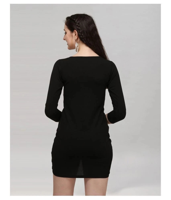 Selvia Cotton Lycra Black Bodycon Dress - - None