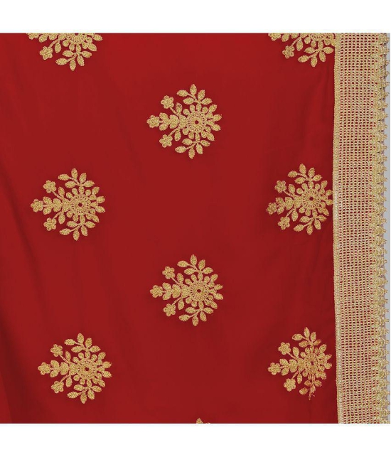 Om Shantam Sarees - Red Silk Blend Saree With Blouse Piece ( Pack of 1 ) - Red