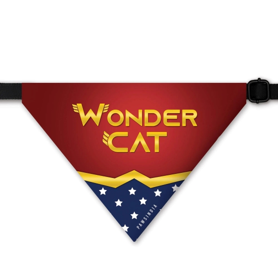 PawsIndia Cat Bandana - Wonder Cat-X-Small