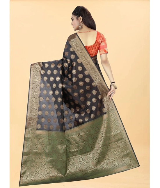 Gazal Fashions - Black Banarasi Silk Saree With Blouse Piece ( Pack of 1 ) - Black