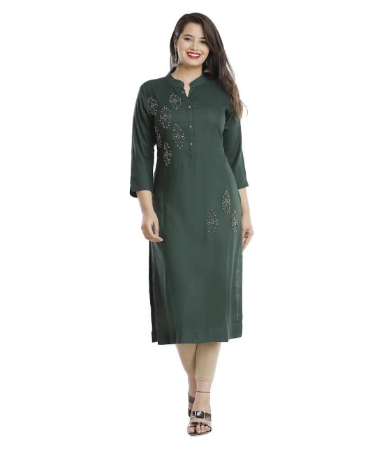 HIGHLIGHT FASHION EXPORT - Green Viscose Womens Straight Kurti ( Pack of 1 ) - XL