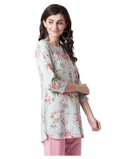 Tissu Green Rayon Straight Kurti - M