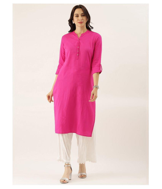 Divena - Pink Cotton Women''s Straight Kurti - 4XL