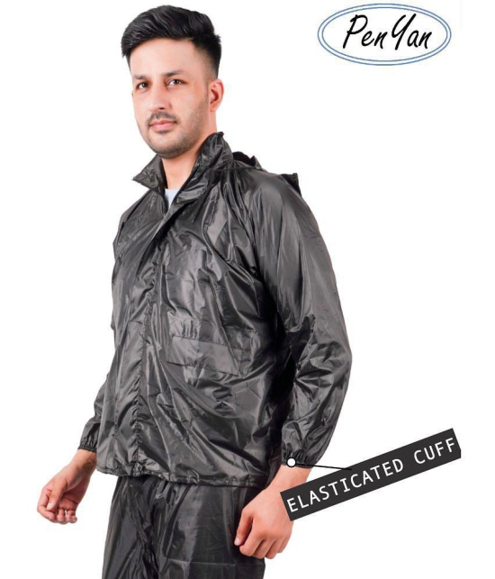 Penyan™ Mens and Womens Waterproof Solid Rain Wear Suit/Rain Coat with Tapping on Joints (Black, Free Size) - Freesize