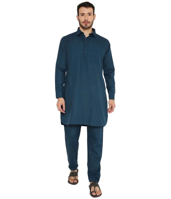 Maharaja Green Polyester Blend Kurta Pyjama Set - None