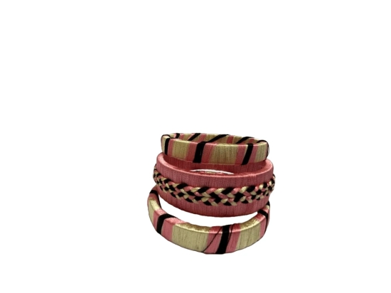 Set of 4 Pink and Gold Silk Thread Bangles