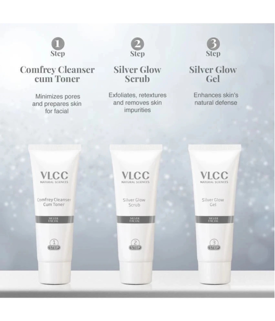 VLCC Silver Facial Kit, 60 g & Insta Glow Gold Bleach, 30 g (Pack of 2)