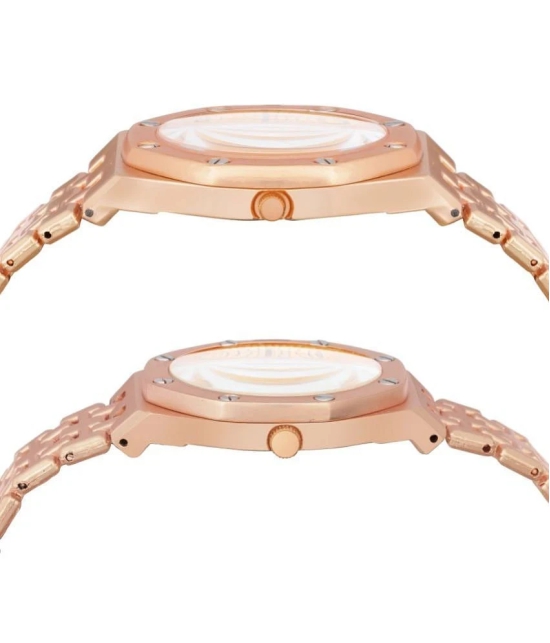 acnos Rose Gold Stainless Steel Analog Couples Watch