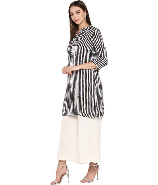 Antaran Rayon Striped Straight Womens Kurti - White ( Pack of 1 ) - None