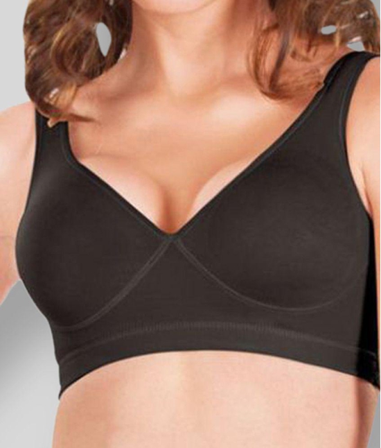 Dermawear Black Poly Cotton Solid Sports Bra - 30