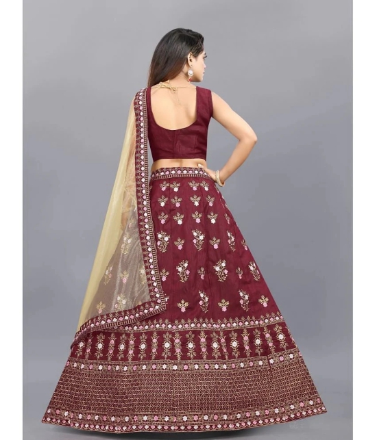 Apnisha Maroon Silk Girls Lehenga Choli Set ( Pack of 1 ) - None