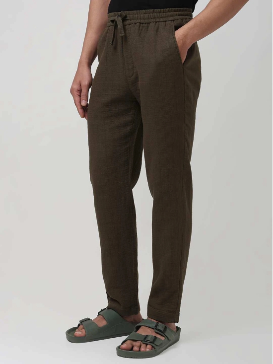 Olive Relaxed Fit Drawstring Trouser In Cotton