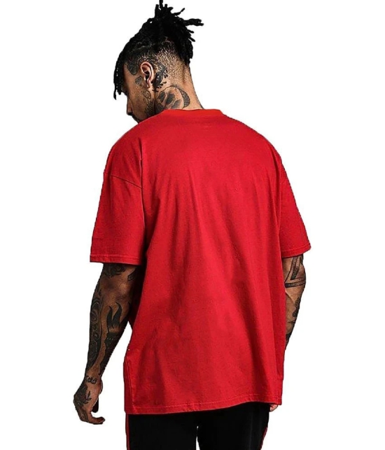 Leotude Cotton Blend Oversized Fit Printed Half Sleeves Mens T-Shirt - Red ( Pack of 2 ) - None