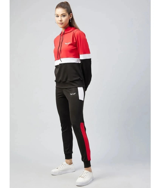 Chrome & Coral Red Polyester Colorblock Tracksuit - Pack of 1 - None