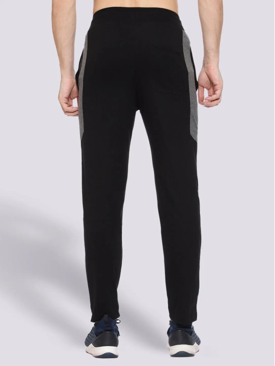 Black Color-Blocked Cotton Track Pant for Men.-Black / L