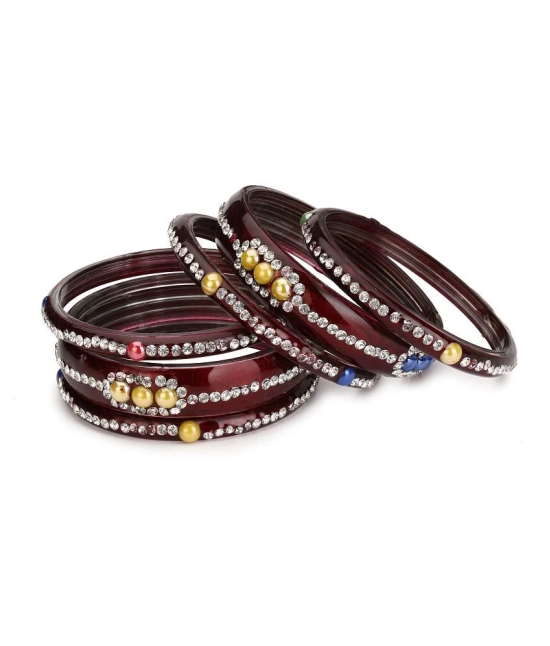 AFAST  Combo Party & Festivle Designer Ornamented With Colorful Beads And Figures Fancy Matching Glass Bangles & Kada Set Of Six Each With Safety Box - None