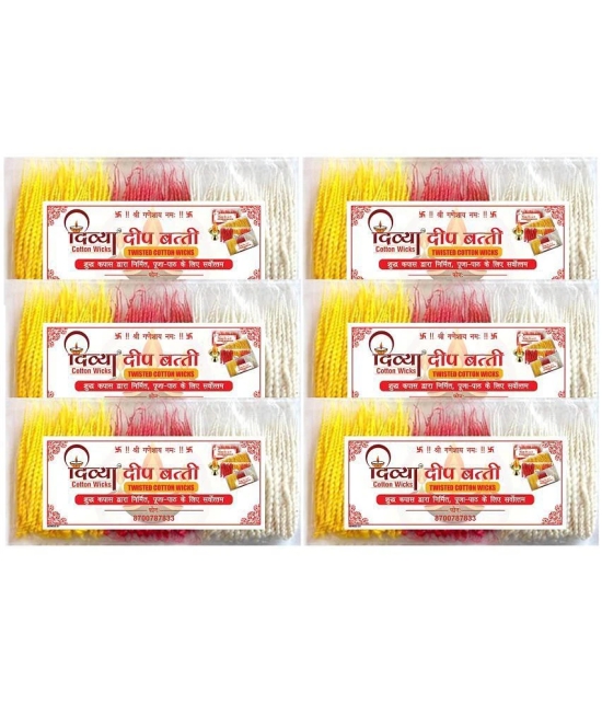 Long Cotton Wicks - Twisted Diya Batti 400 Pieces (Pack of 6)