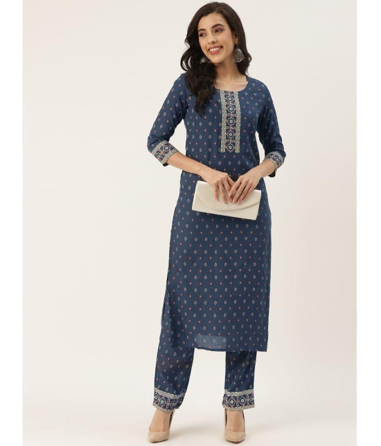 Kbz - Blue Straight Rayon Women's Stitched Salwar Suit ( Pack of 1 ) - None