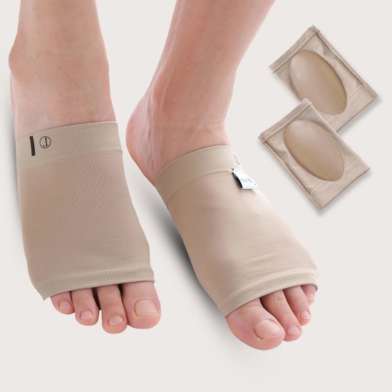 Dr Foot Arch Support Sleeve for Plantar Fasciitis, Foot Pain, Fallen Arches, Men & Women, Free Size, Beige, 1 Pair, Pack of 5-Dr Foot Arch Support Sleeve Cushion for Plantar Fasciitis, Foot Pain,