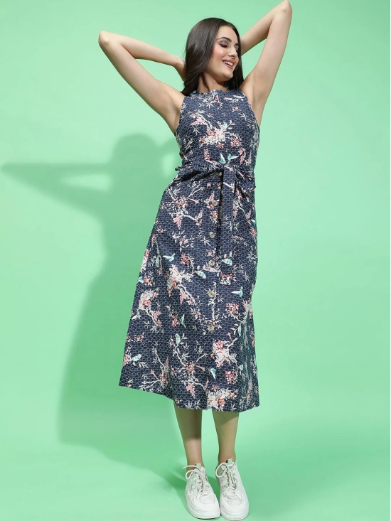 Oxolloxo Floral Print A-Line Midi Dress