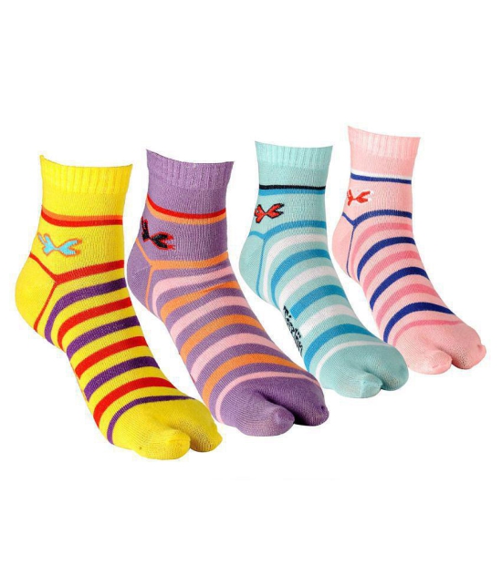 Texlon - Multicolor Cotton Women's Ankle Length Socks ( Pack of 4 )