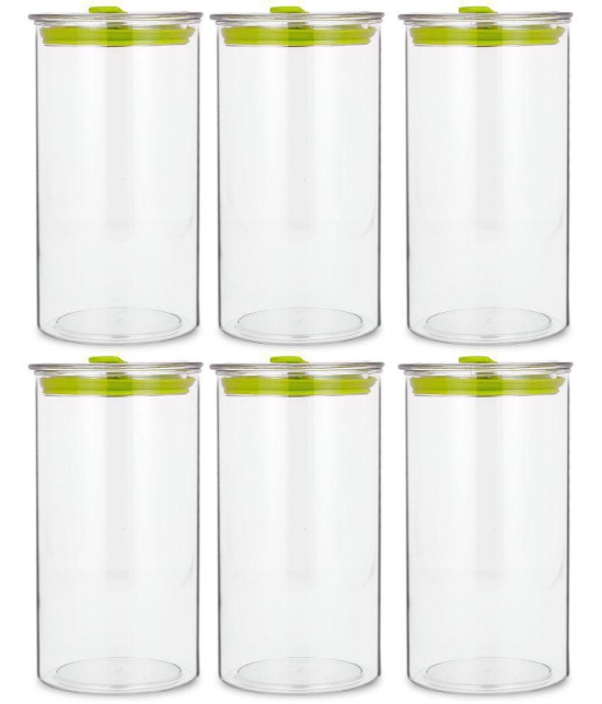 HomePro - Round Container | Airtight | Silicone Cap | Green | Plastic Utility Container ( Set of 6 ) - 1400 ml Total Capacity - Green