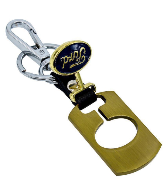 Americ Style Ford Golden Metal Swinging Logo Locking Locking Key Chain  (Gold)