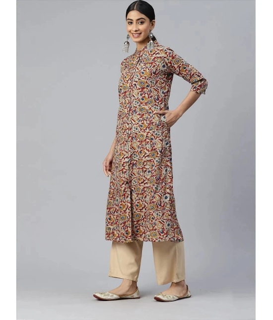 Vbuyz - Beige Cotton Womens Front Slit Kurti ( Pack of 1 ) - None