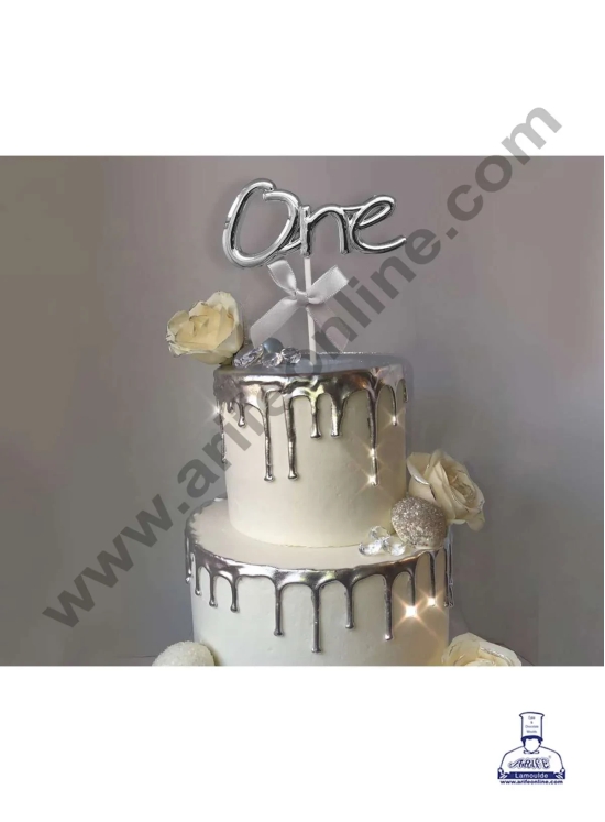 CAKE DECOR™ Plastic One Number Cake Topper - 1 Piece-Silver