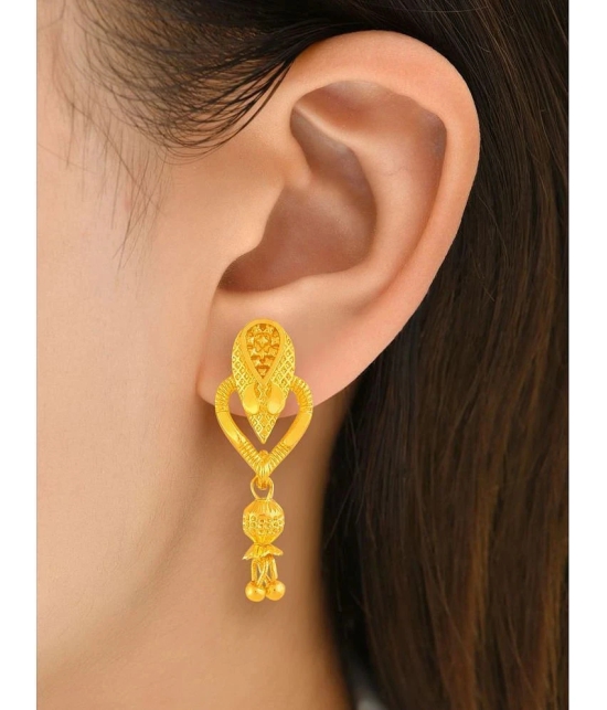 LUV FASHION Golden Jhumki Earrings ( Pack of 1 ) - Golden