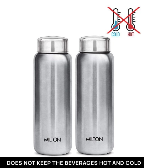 Milton Aqua 750 Stainless Steel Water Bottle, Set of 2, 750 ml Each, Silver - Silver