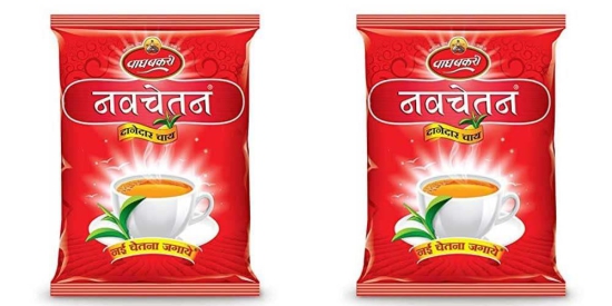 Wagh Bakri Navchetan Danedar Chai | Strong Leaf Tea | 250 Gm Pack | Pack of 2 | 500 Gm Pack