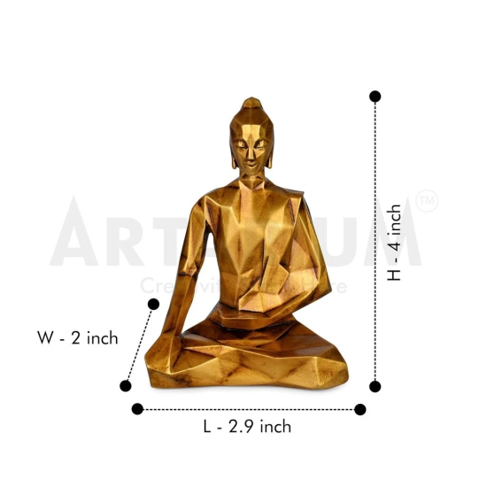 Artarium Car Dashboard Resin Origami Lord Buddha Idol Home Decor Item Origami Lord Buddha Murti Statue for Gift (Antique) Height -4 inch