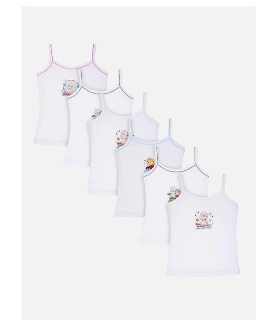 Bodycare Girls Vest Dori Neck Sleeveless White Frozen Printed pack Of 6 - None