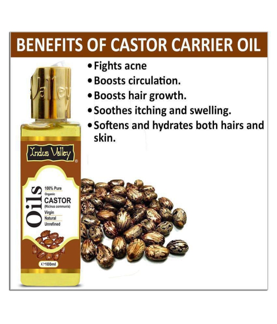 Indus Valley Pure and Natural Castor Carrier Oil - For Hair Regrowth 100ml