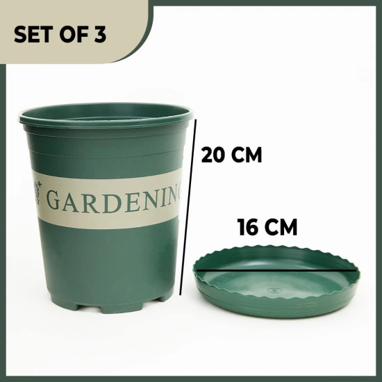 Kuber Industries Plastic Hanging Flower Pots, Set of 3, Green. Durable, Lightweight, with Water Drainage Holes. Ideal for Balcony, Office Decor.-Kuber Industries Plastic Hanging Flower Pots, Dura