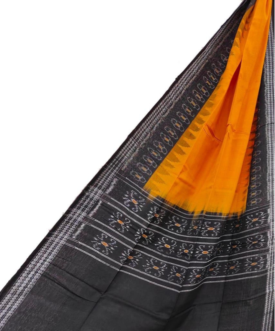 Yellow Black Sambalpuri Handwoven Single Ikat Cotton Dupatta