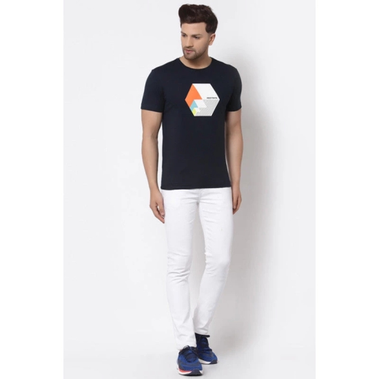 RedTape Men's Navy Round Neck Pure Cotton Graphic Print T-Shirt